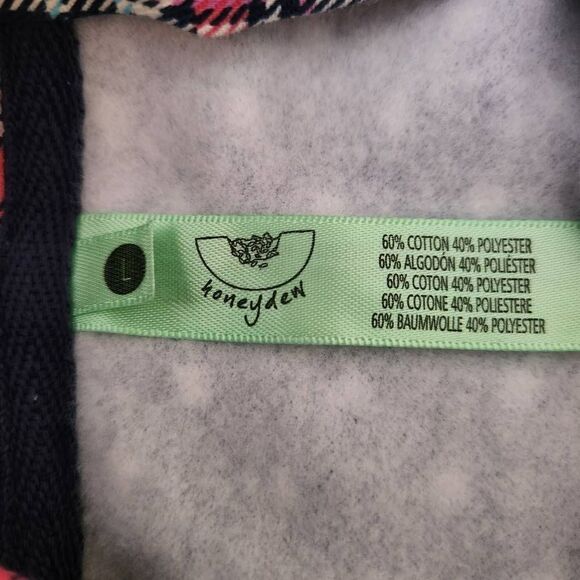 Honeydew White Polka Dot Hoodie with Plaid Trim Size Large (3667CL) - Picture 3 of 3